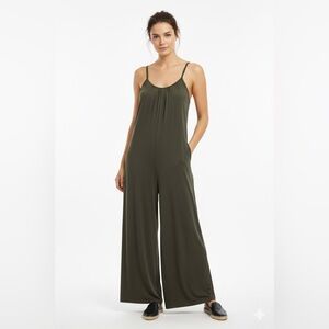 Elegant dark green Wide-Leg romper Jumpsuit